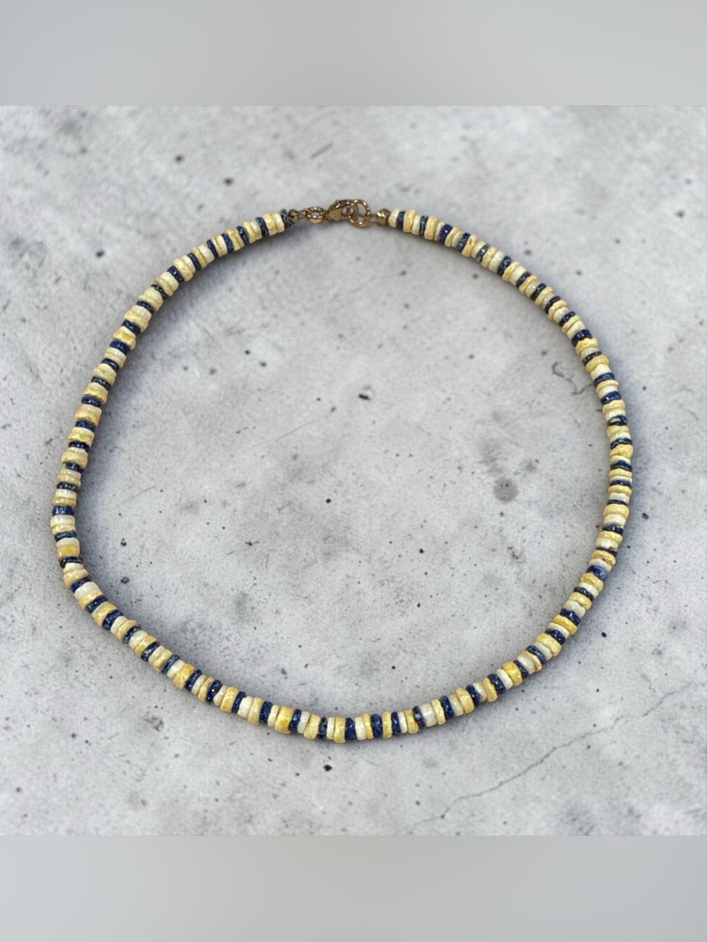 90’s Blue & Yellow Shell Beaded Necklace